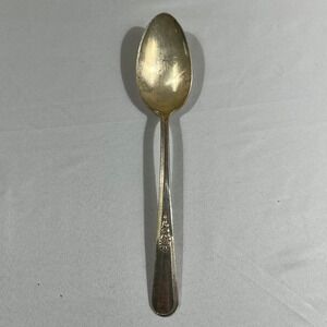 Holmes & Edwards Youth Teaspoon 6" Vintage 1941 Silverplate Inlaid Floral
